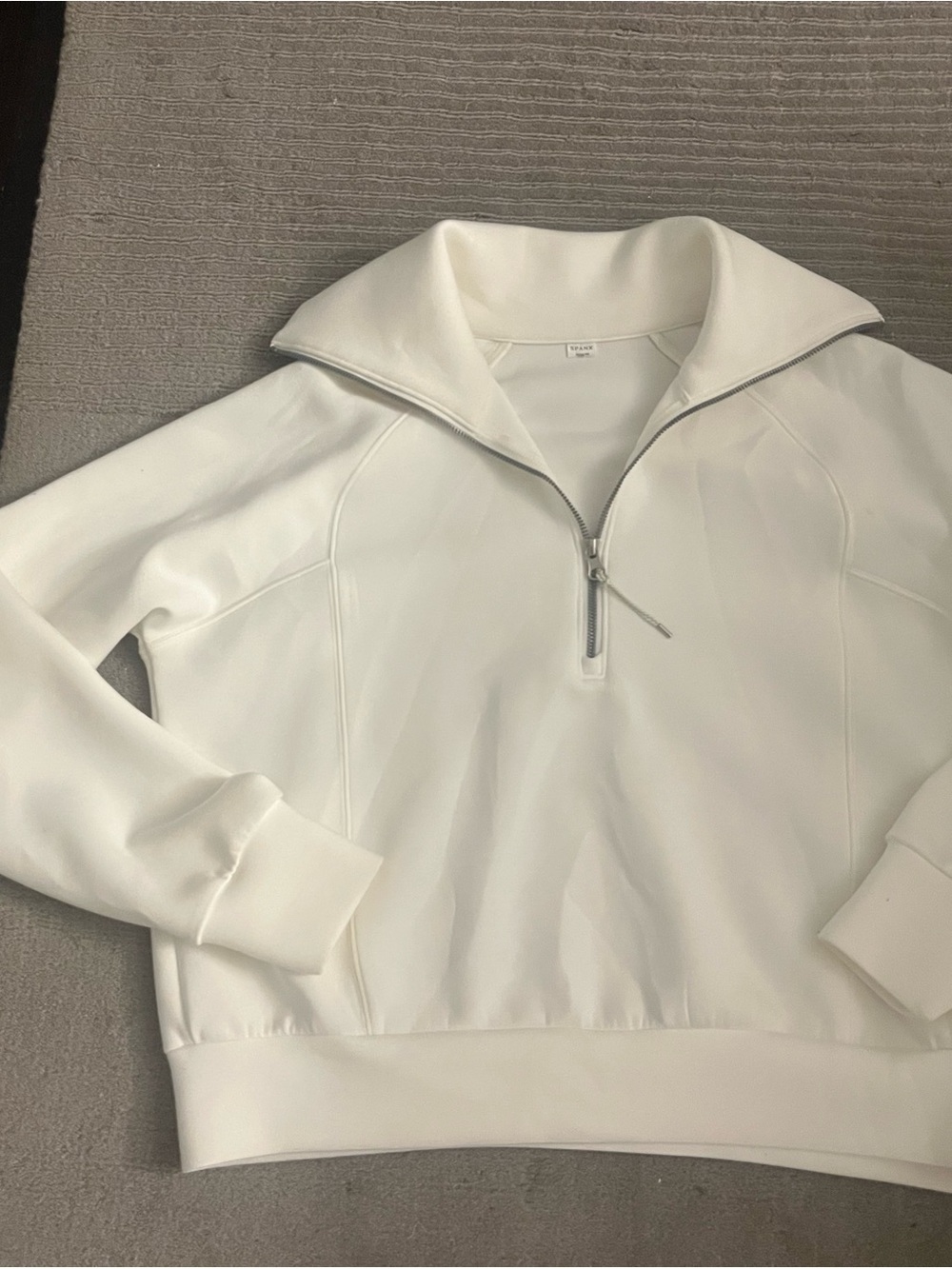 SPANX White Half-Zip Funnel Neck Pullover